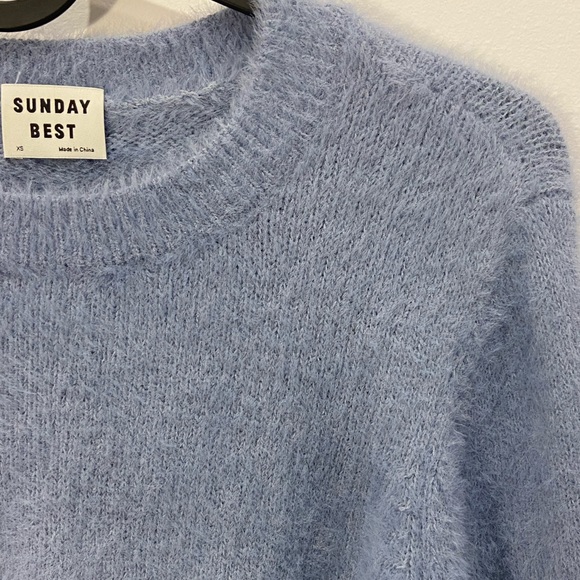 Aritzia Fuzzy Kitten Sweater in PALE BLUE ! - Picture 8 of 11